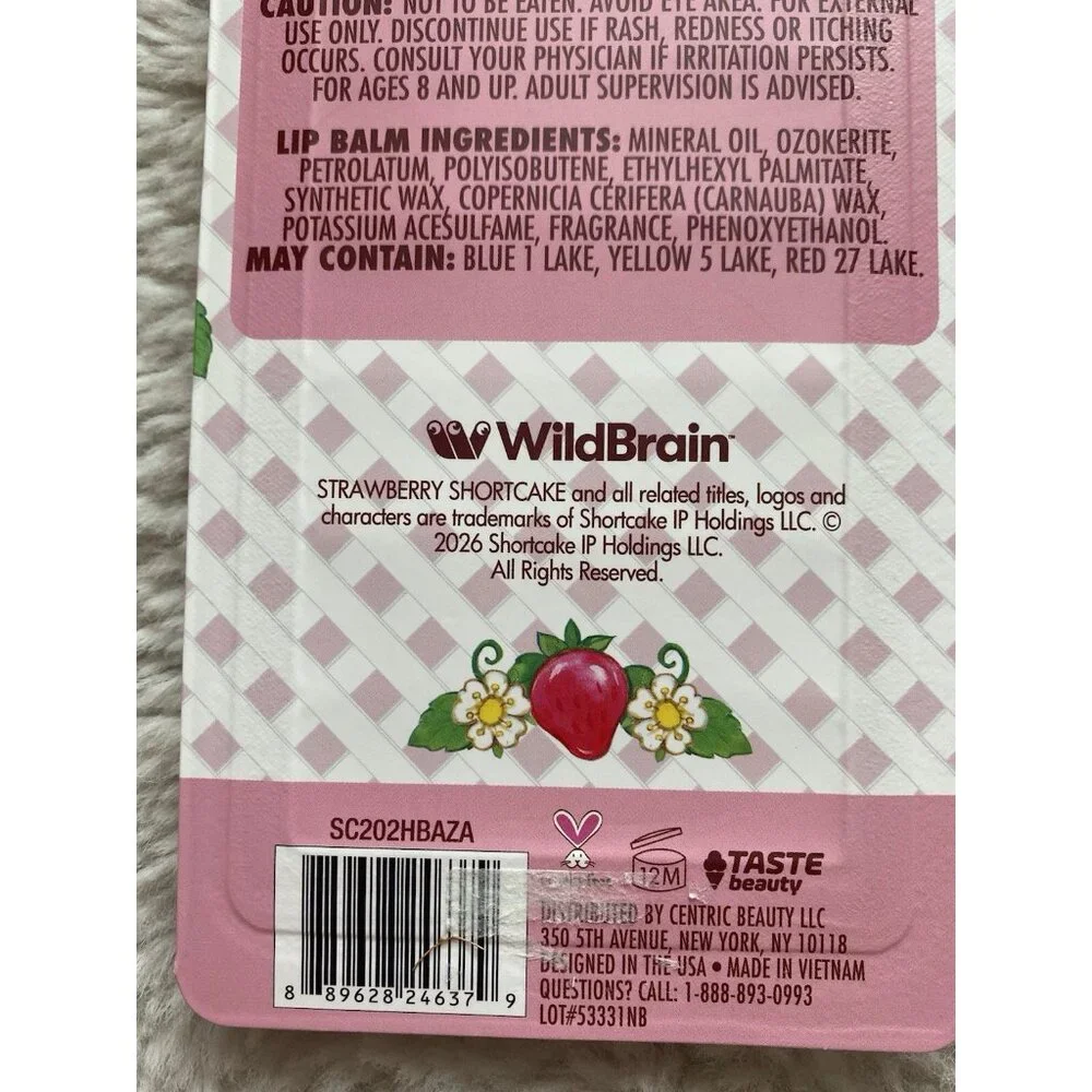 8 Pk  Strawberry Shortcake Flavored Lip Balms Cherry Vanilla Blueberry Lemon NEW